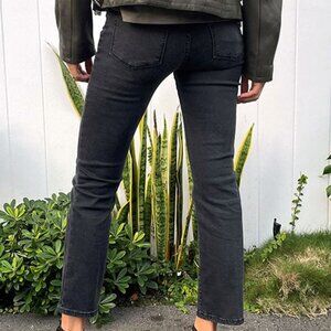 NWT Frame Denim Le High Straight-Leg Jeans Women Black Cropped ankle Sz 27 $228